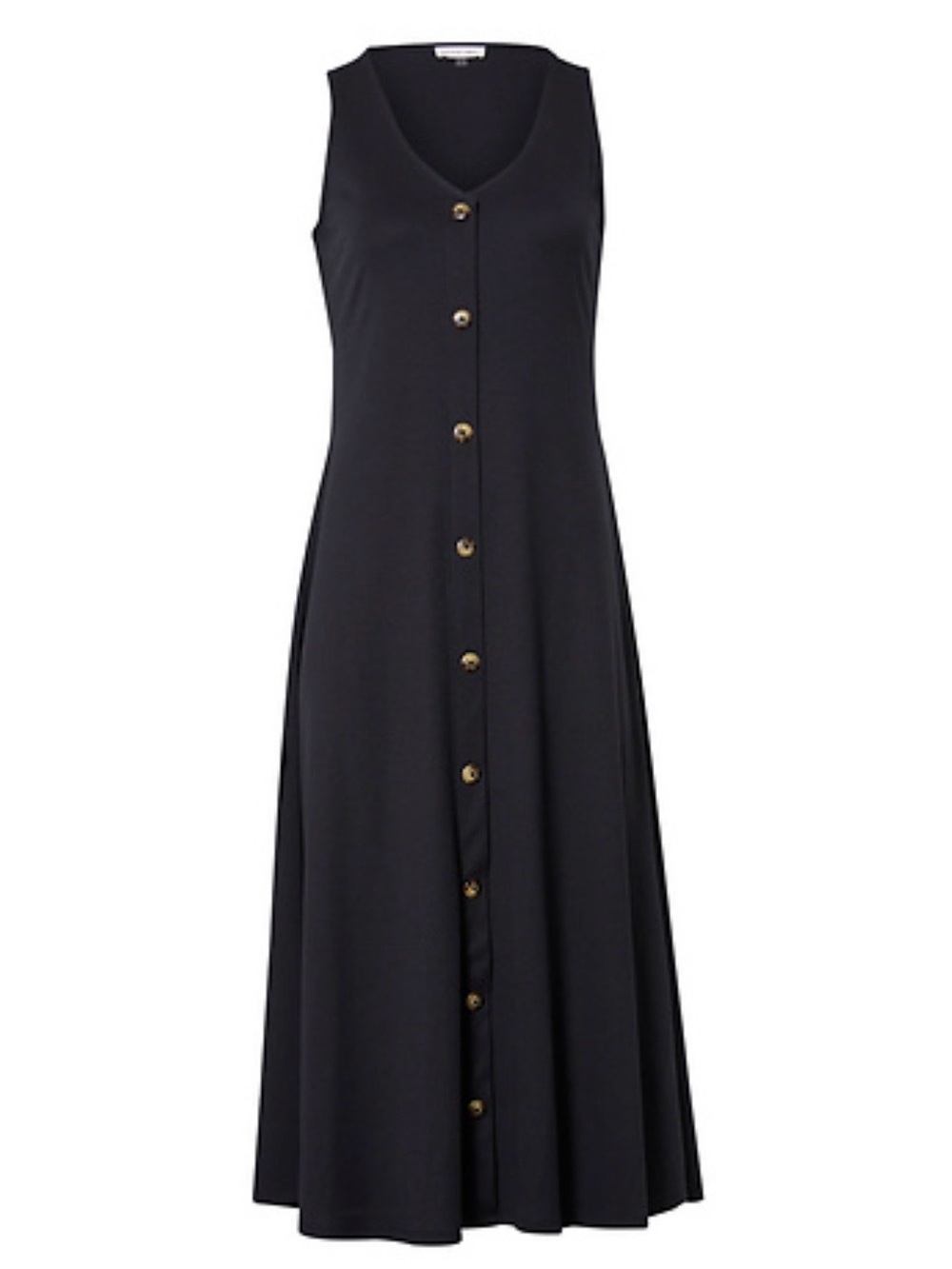 NWT Olivia Grey Sleeveless Black Button-Front V-Neck Maxi Dress Size Medium